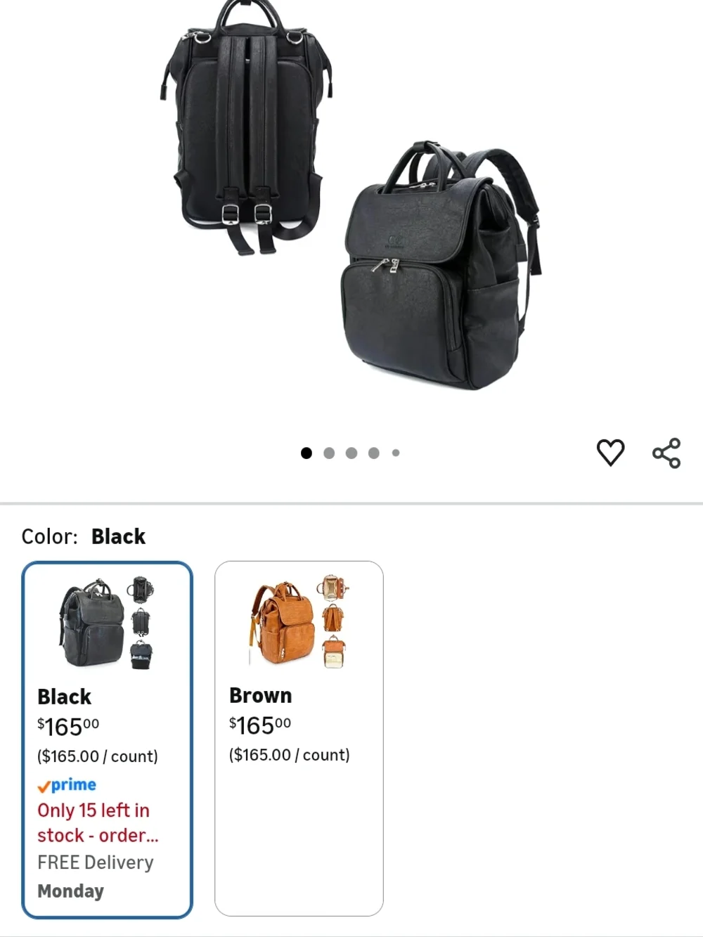 Black Leather Diaper Bag